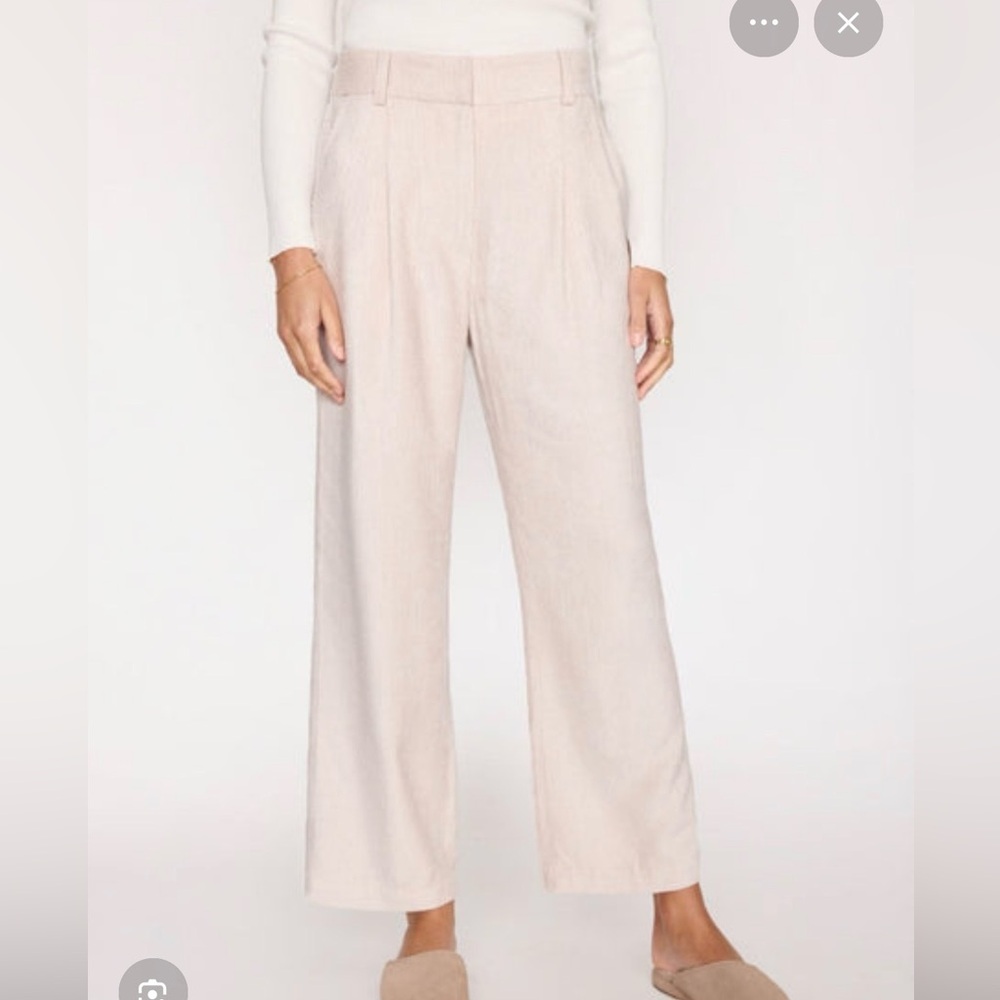 NWT Brochu Walker Harlow Wide Leg Ankle Corduroy Italian Velvet Pink Pant M $428